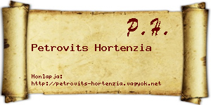 Petrovits Hortenzia névjegykártya