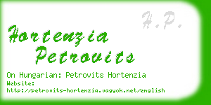 hortenzia petrovits business card